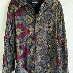 Chereskin Sportswear Long Sleeve Shirt Baroque-Textured Art Design Vintage